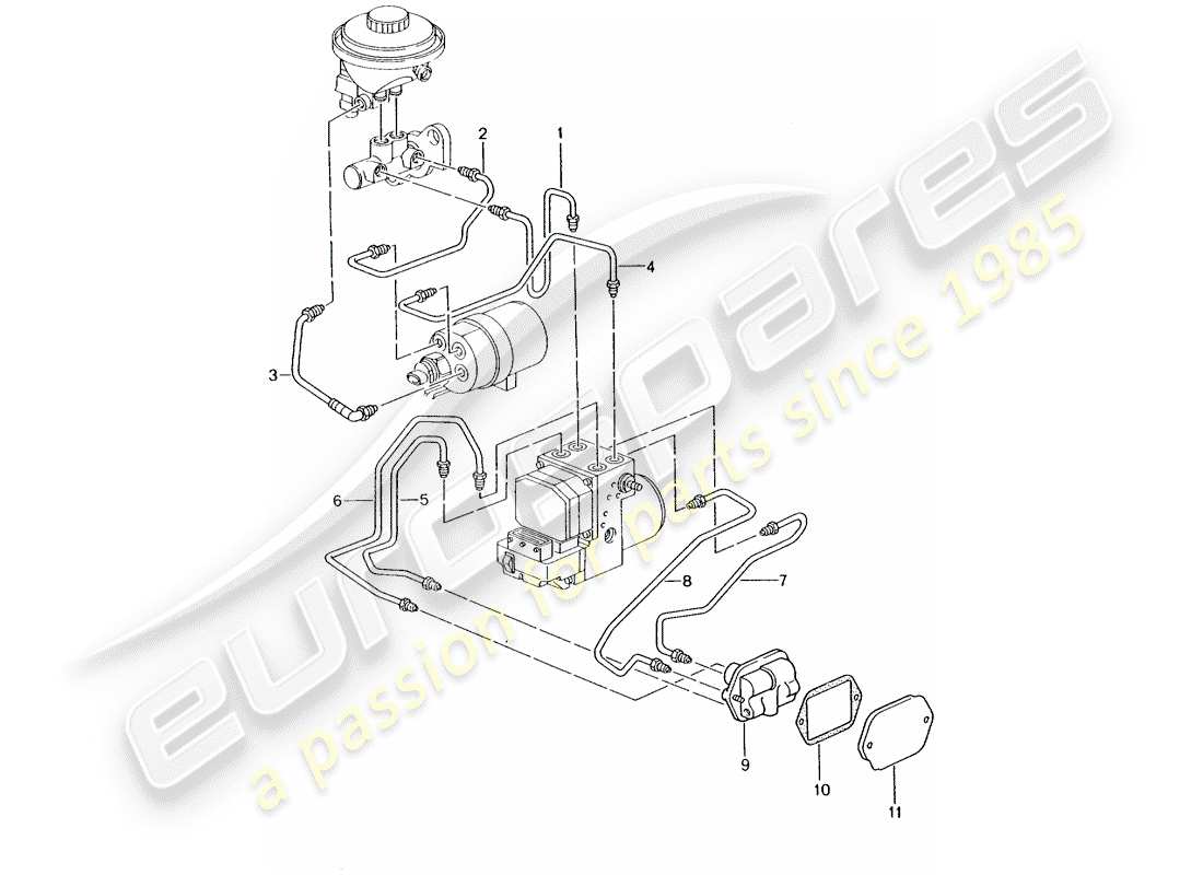 porsche 2000 (986 boxster) línea de freno - extremo delantero - d - mj 2001>> diagrama de piezas