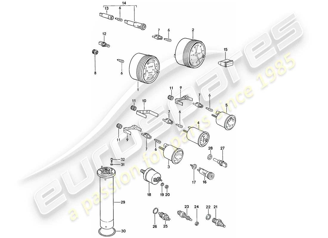 porsche 1982 (944) instruments diagrama de piezas