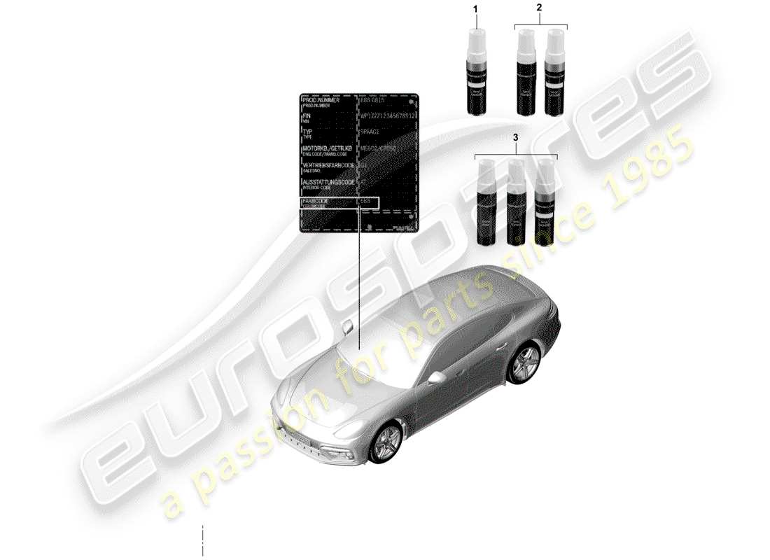 porsche 2020 (panamera 971-1) barra de retoque de pintura diagrama de piezas