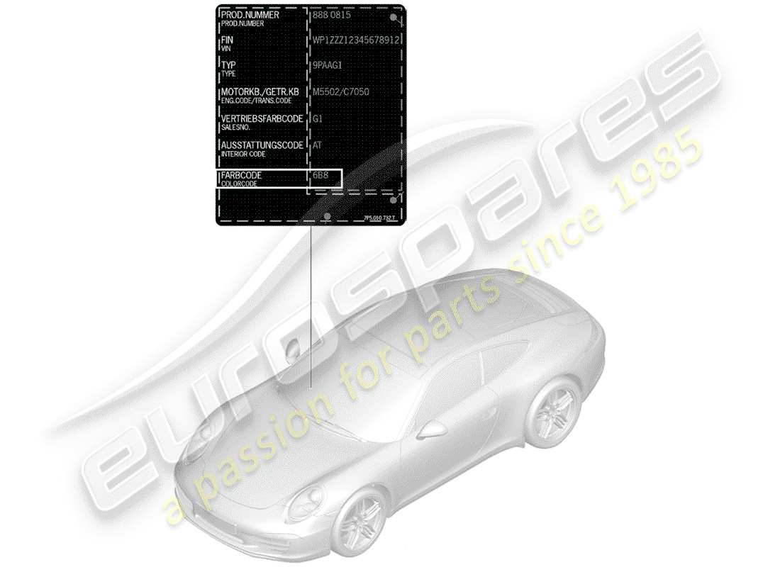 porsche 2012 (991-1) barra de retoque de pintura diagrama de piezas