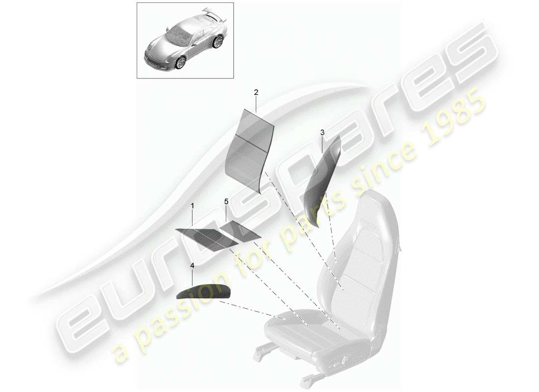 porsche 2017 (991-2 r/gt3/rs) diagrama de piezas del elemento calentador
