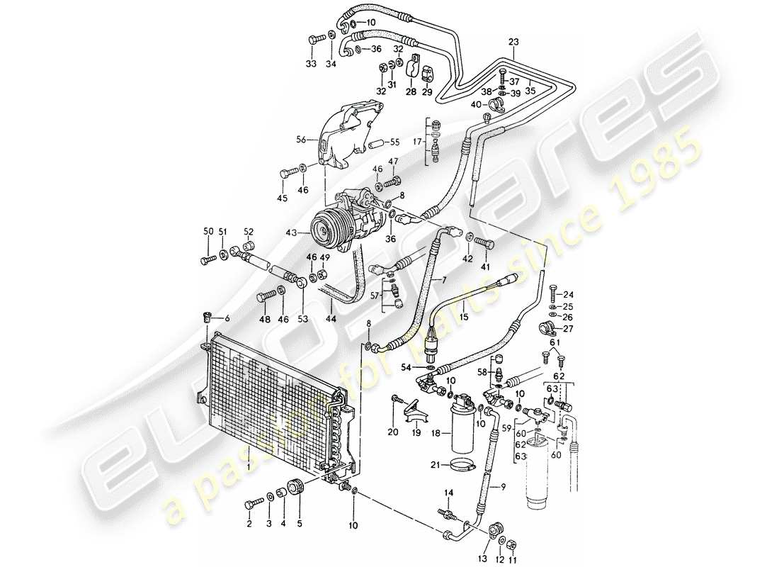 porsche 968 (1995) diagrama de piezas del circuito refrigerante