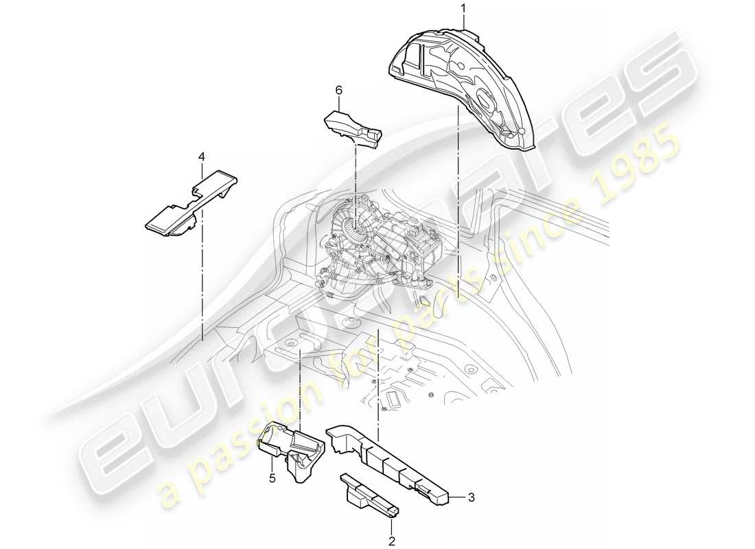 porsche 2010 (cayenne e1 9pa) absorbente de sonido diagrama de piezas