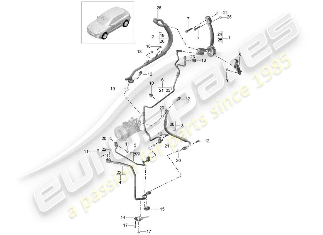 porsche 2016 (macan) circuito refrigerante diagrama de piezas