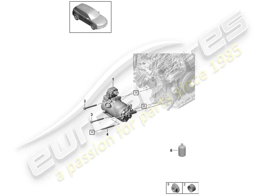 porsche 2019 (cayenne e3 9ya/9yb) compresor diagrama de piezas