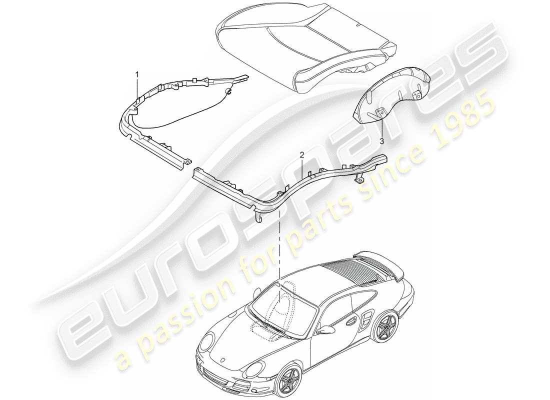 porsche 2009 997-2 turbo / gt2 portador de cojín diagrama de piezas