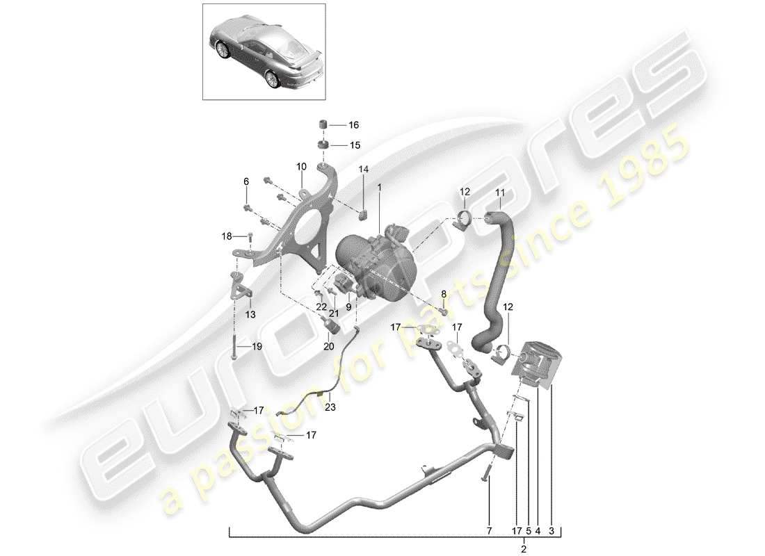 porsche 2020 (991-2 r/gt3/rs) bomba de aire secundario diagrama de piezas