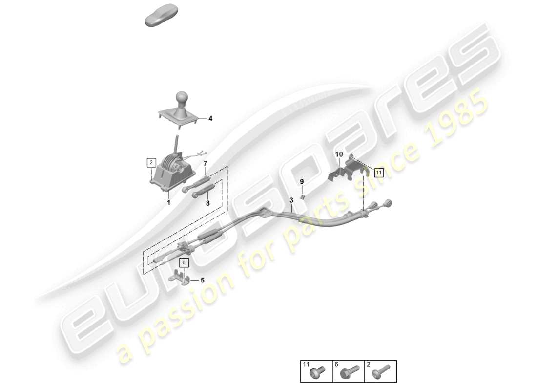 porsche 2019 (992-1) mecanismo selector 7-speed transmisión manual diagrama de piezas