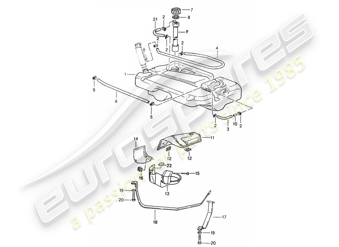 porsche 1994 (968) depósito de combustible diagrama de piezas