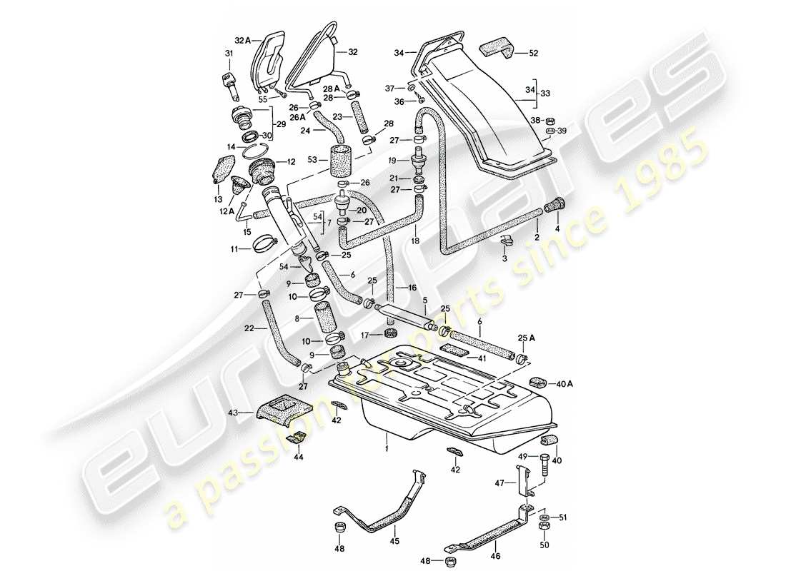 porsche 1983 (944) depósito de combustible diagrama de piezas