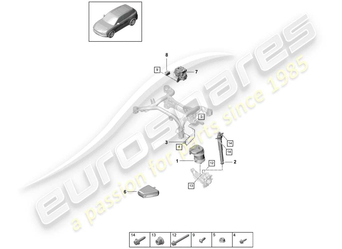 porsche 2020 (cayenne e3 9ya/9yb) aire primaveral diagrama de piezas