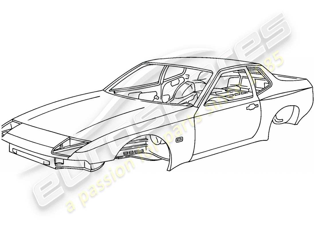 porsche 1986 (944) diagrama de piezas de la carrocería del coche