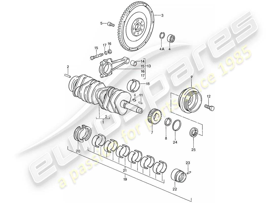 porsche 1987 (959) cigüeñal diagrama de piezas