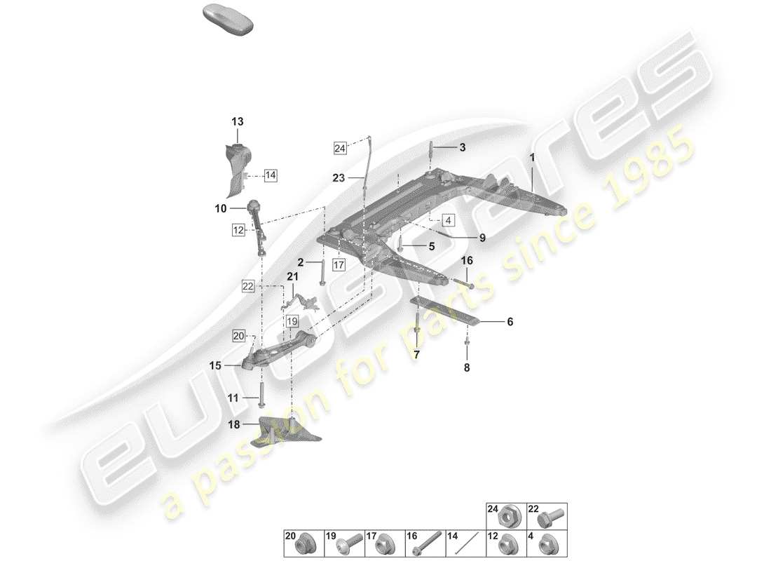 porsche 2019 (992-1) travesaño diagrama de piezas