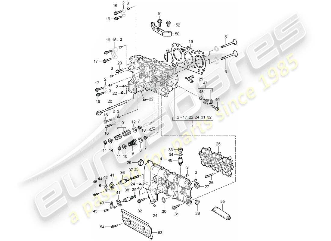 porsche 2007 (997-1) cabeza de cilindro diagrama de piezas