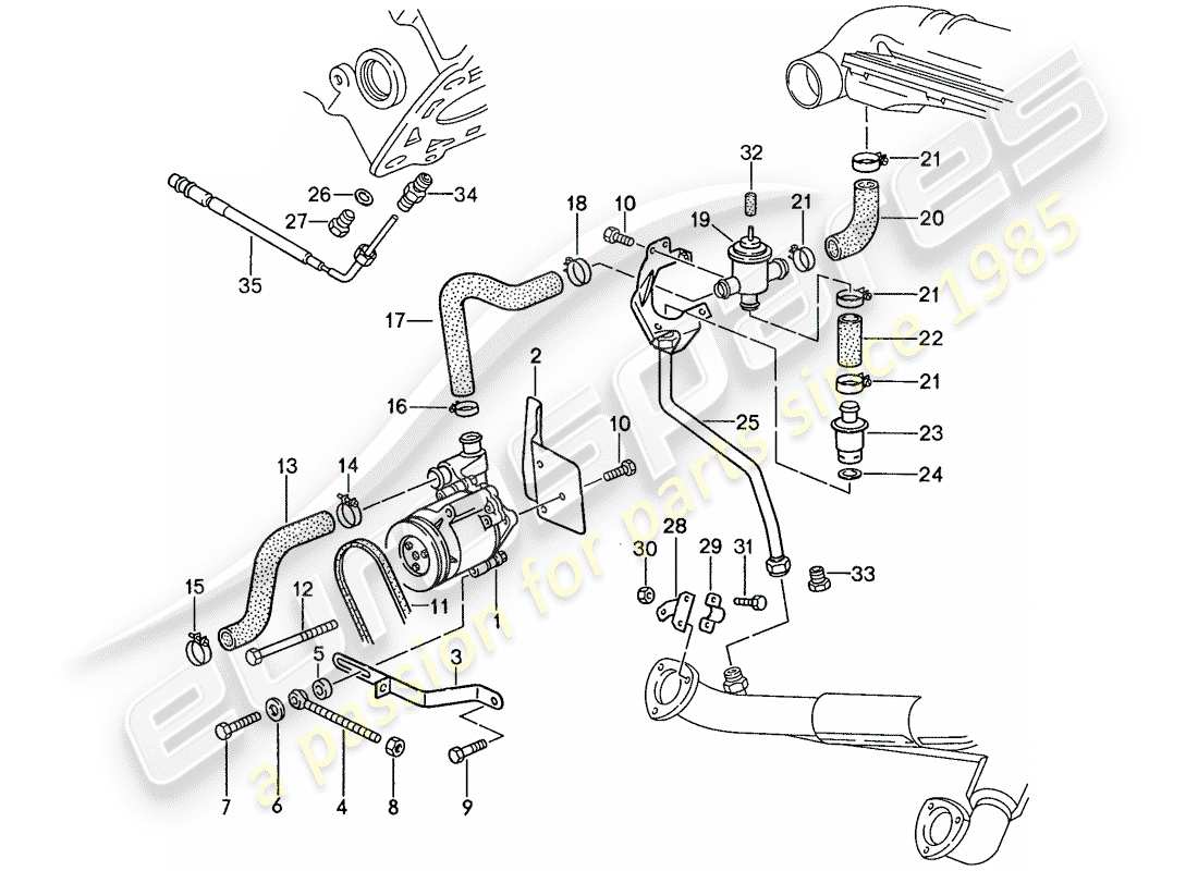 porsche 1990 (928) inyección de aire - para vehículos con - catalizador diagrama de partes