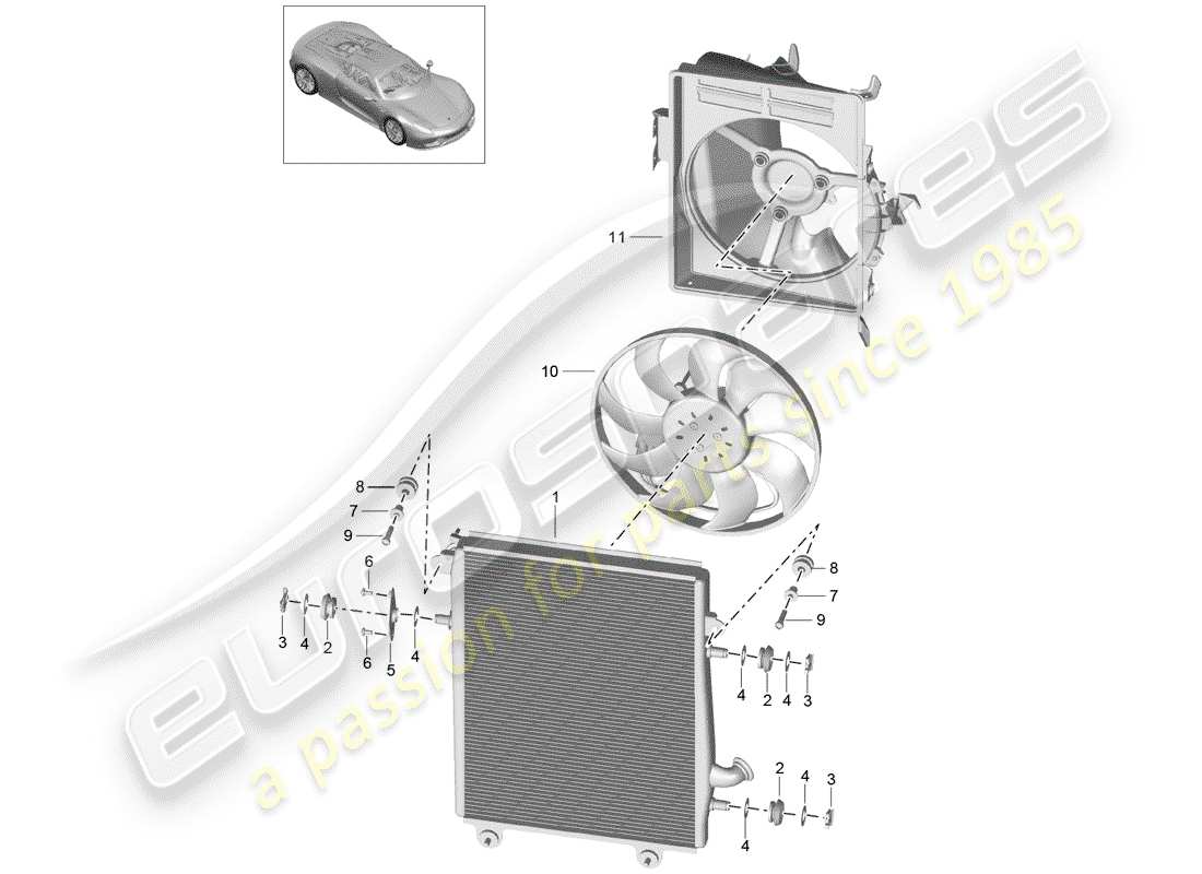 porsche 2015 (918 spyder) lubricación del motor diagrama de piezas