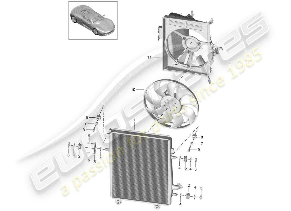 porsche 918 spyder (2015) lubricación del motor diagrama de piezas
