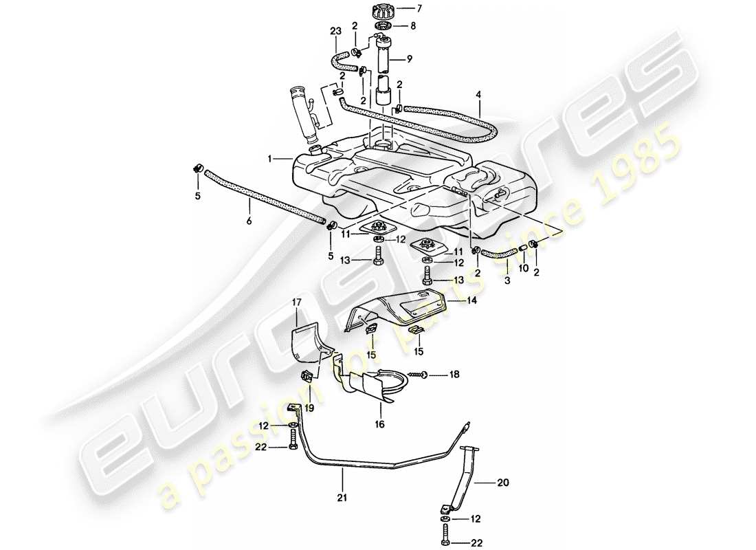 porsche 1988 (944) depósito de combustible diagrama de piezas
