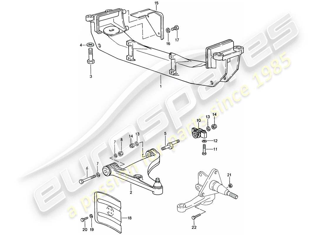 porsche 1986 (944) brazo estabilizador de pista - travesaño diagrama de piezas