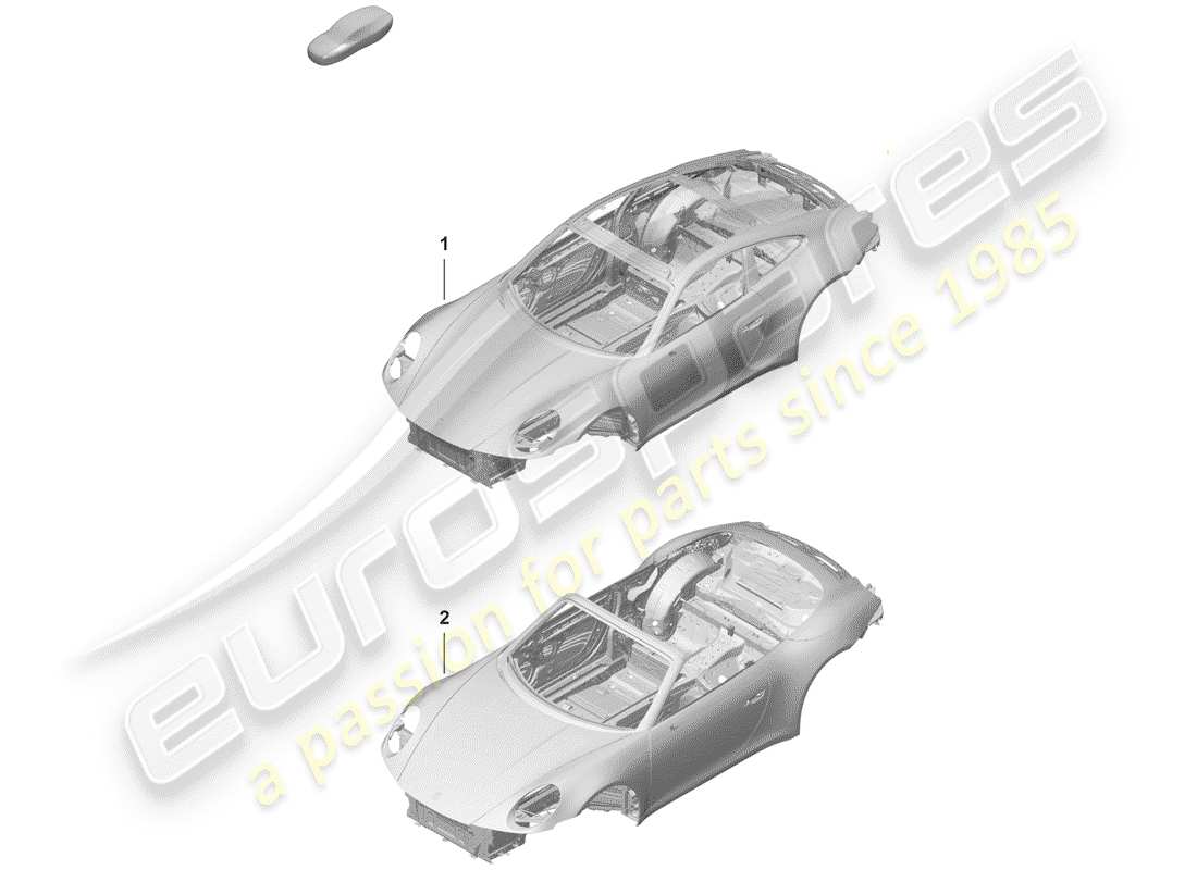 porsche 2020 (992-1) diagrama de piezas de la carrocería del coche