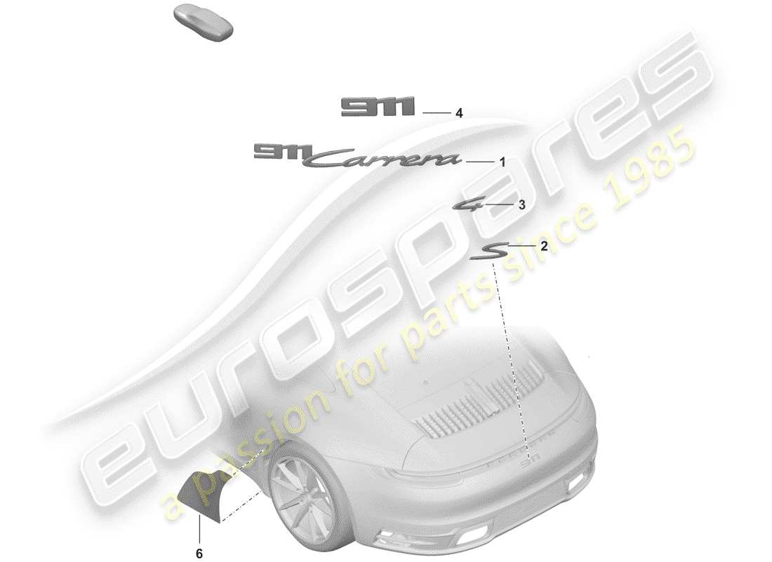 porsche 2020 (992-1) inscripción diagrama de piezas