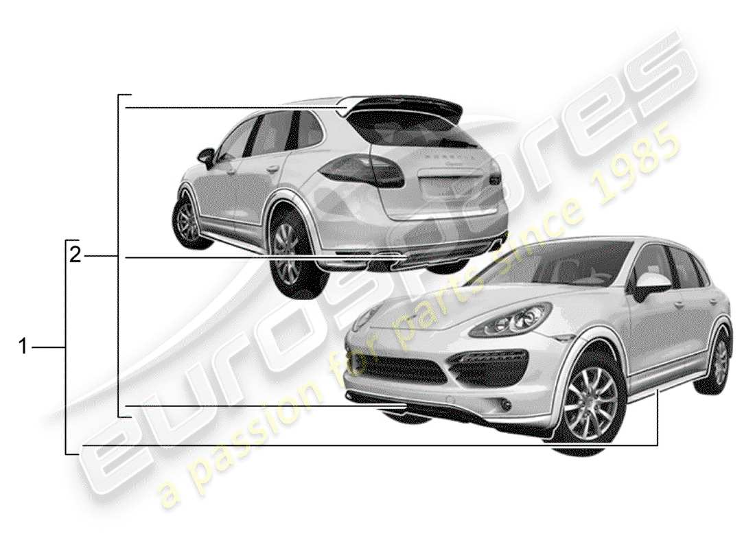 porsche 2016 (tequipment cayenne) paquete de diseño deportivo diagrama de piezas