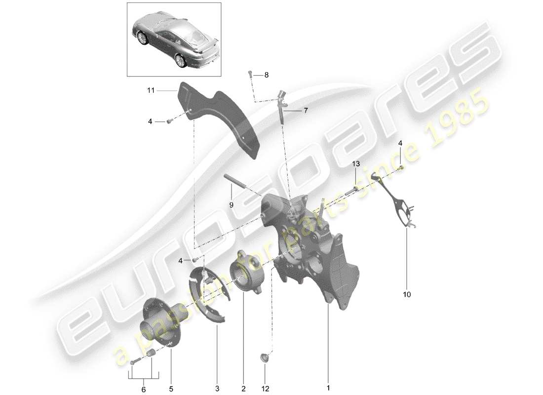 porsche 991r/gt3/rs (2018) diagrama de piezas del eje trasero
