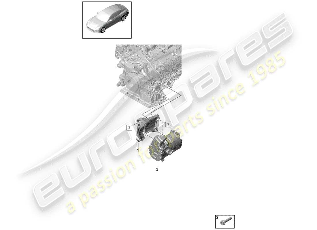 porsche 2020 (panamera 971-1) cinturón acanalado en v diagrama de piezas