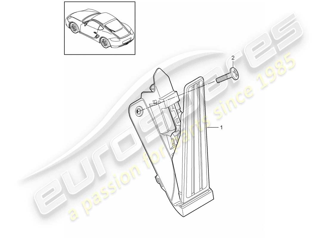 porsche 2012 (987 cayman) pedales diagrama de piezas