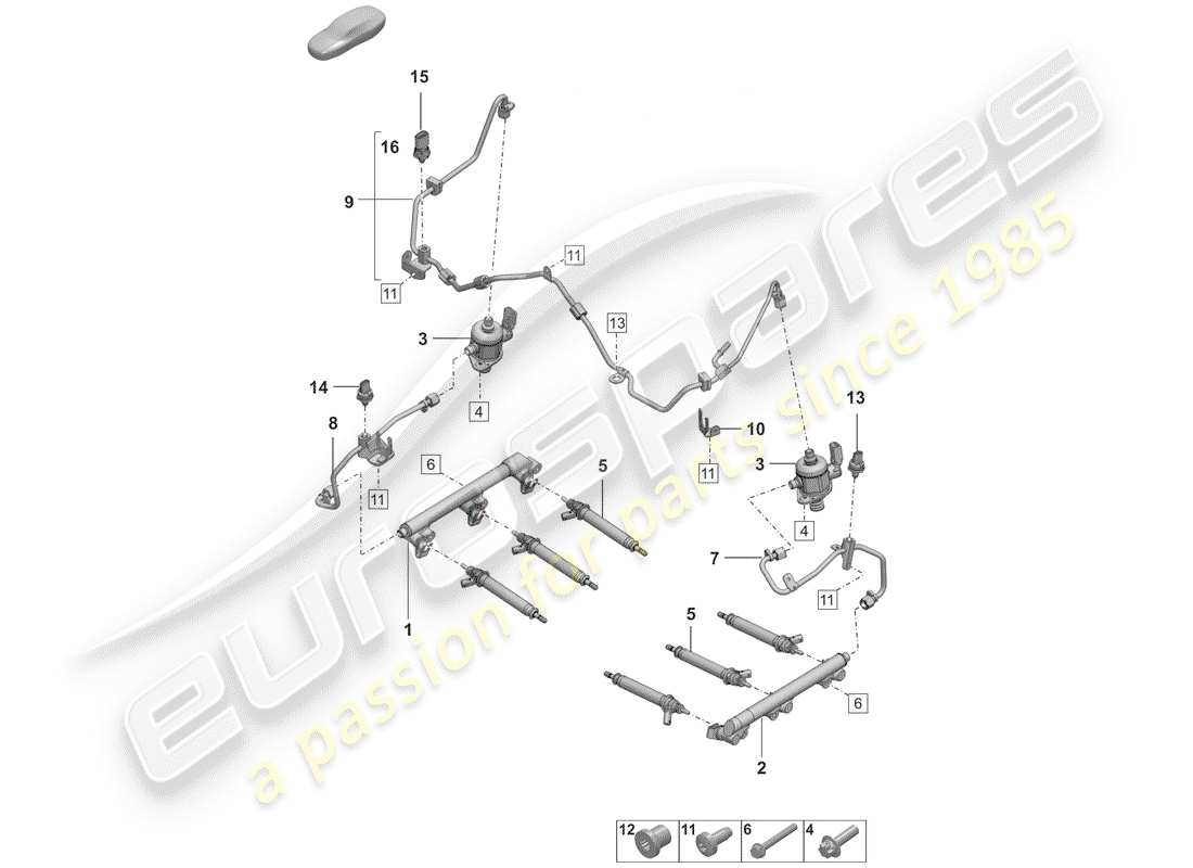porsche 2020 (992-1) sistema de inyección diagrama de piezas