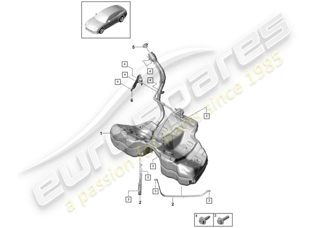 porsche 2020 (panamera 971-1) fuel tank with diagrama de piezas