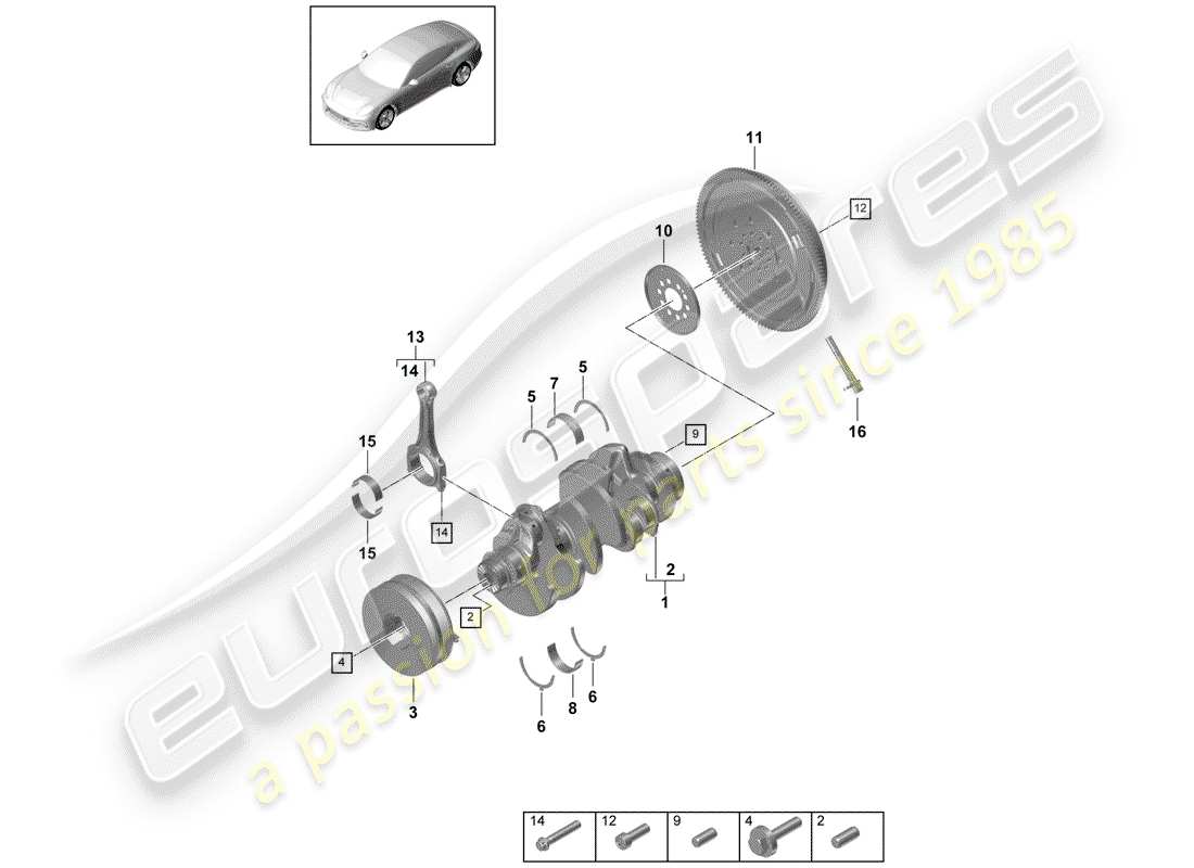 porsche 2020 (panamera 971-1) cigüeñal diagrama de piezas