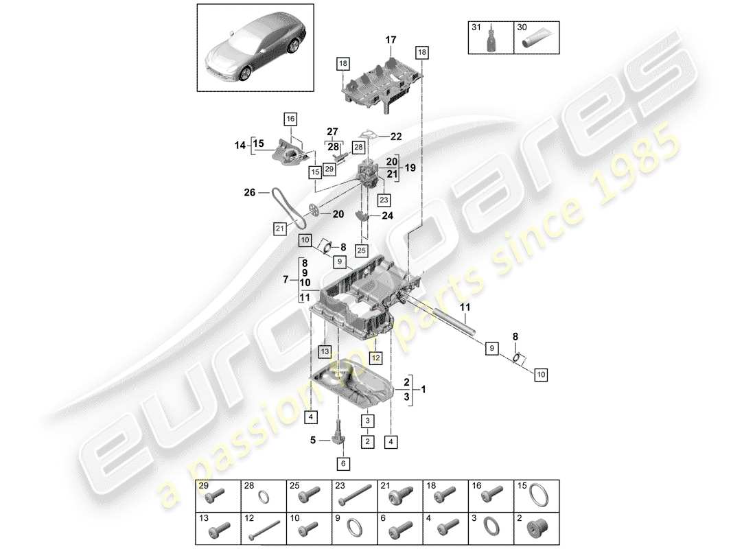 porsche 2020 (panamera 971-1) oil-conducting housing diagrama de piezas