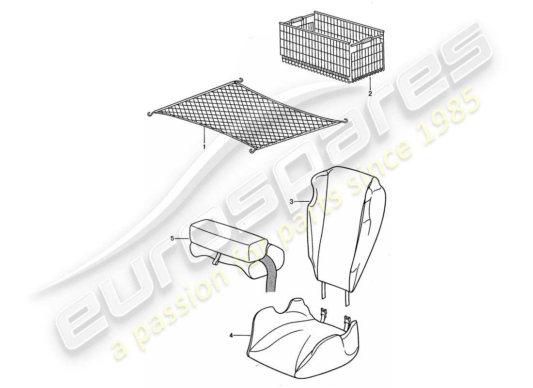 porsche 1995 (968) accesorios - asiento para niños diagrama de piezas