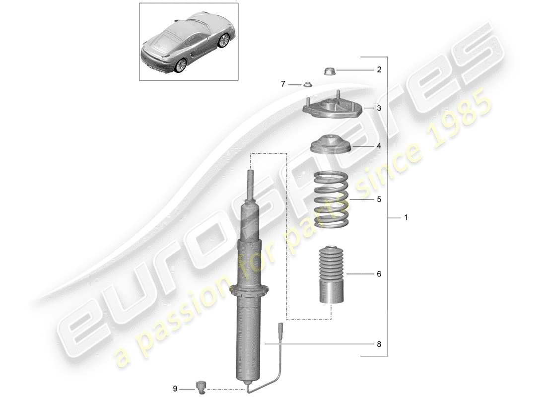 porsche 2016 (981 cayman gt4) amortiguador diagrama de piezas