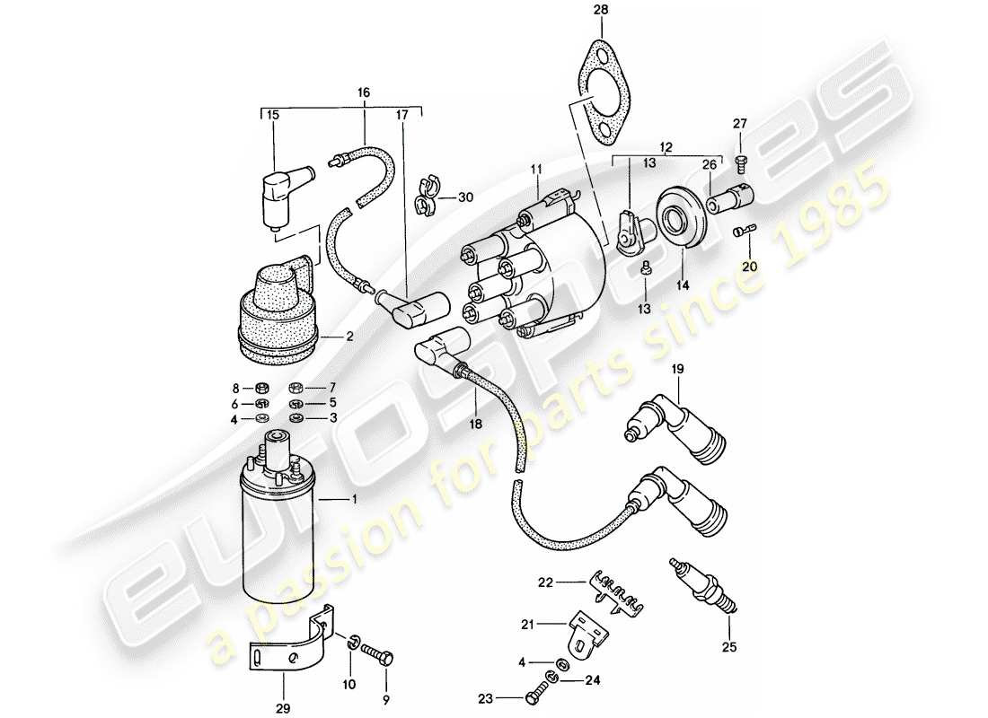 porsche 1986 (944) electricidad del motor 1 diagrama de piezas