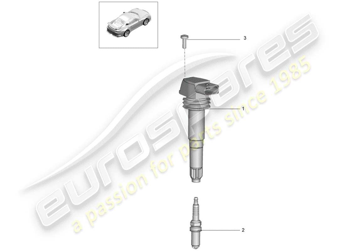 porsche 2017 (991-2 r/gt3/rs) diagrama de piezas del sistema de encendido