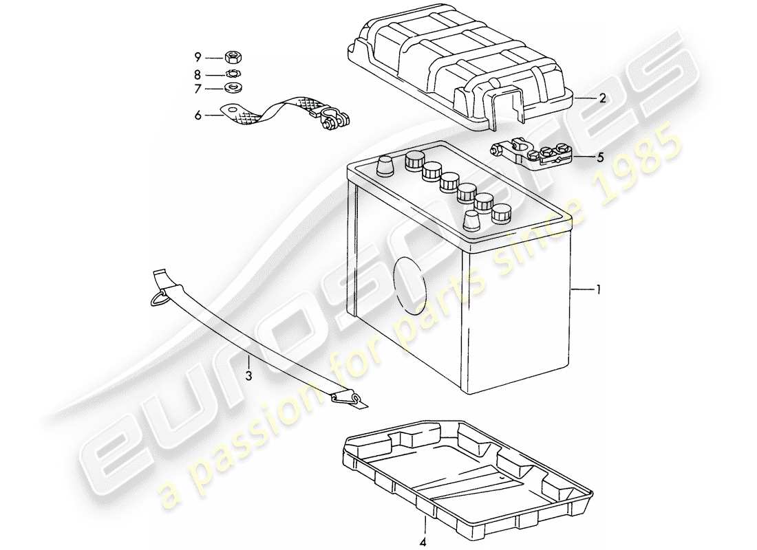 porsche 1966 (911/912) batería - d >> - mj 1968 diagrama de piezas