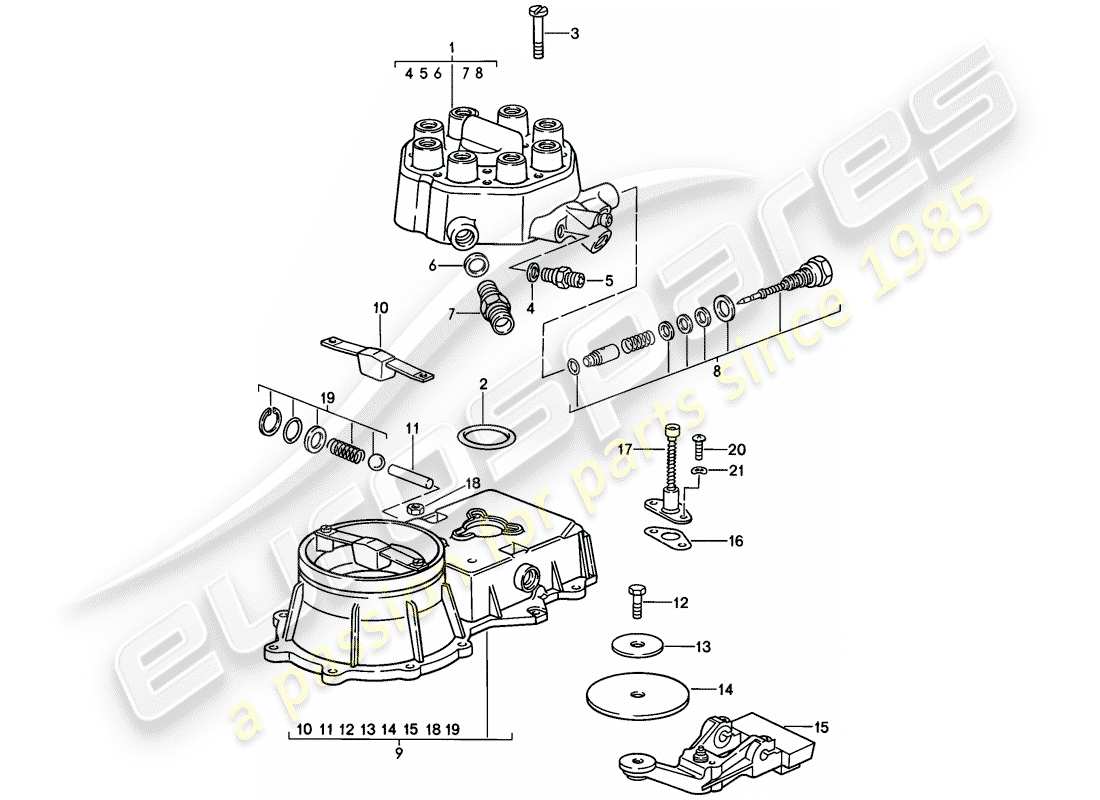 porsche 1980 (928) k-jetronic - 1 - unidad de control de mezcla diagrama de piezas