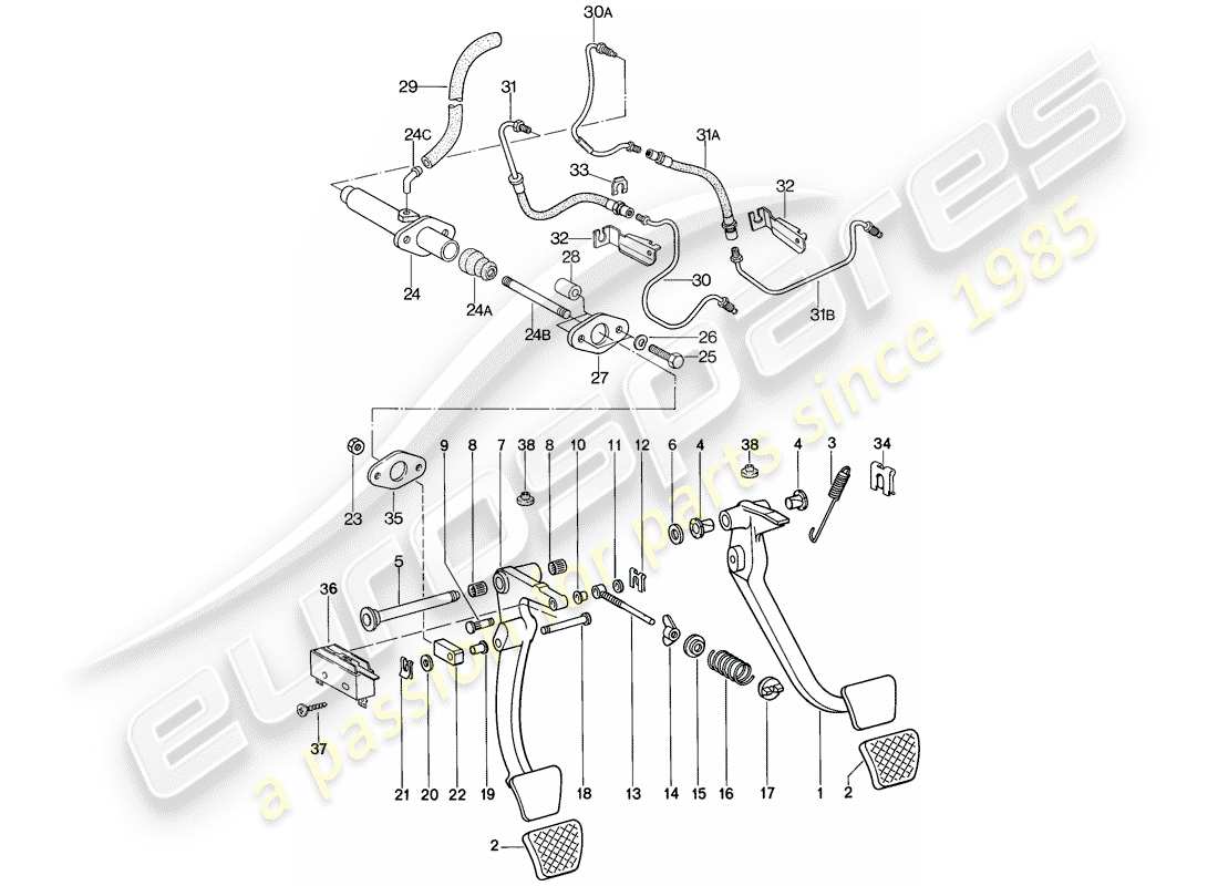 porsche 1979 (928) pedales - inserto - refuerzo de freno - $ 10 - f 92-89101 486>> - f 92-89209 572>> diagrama de piezas