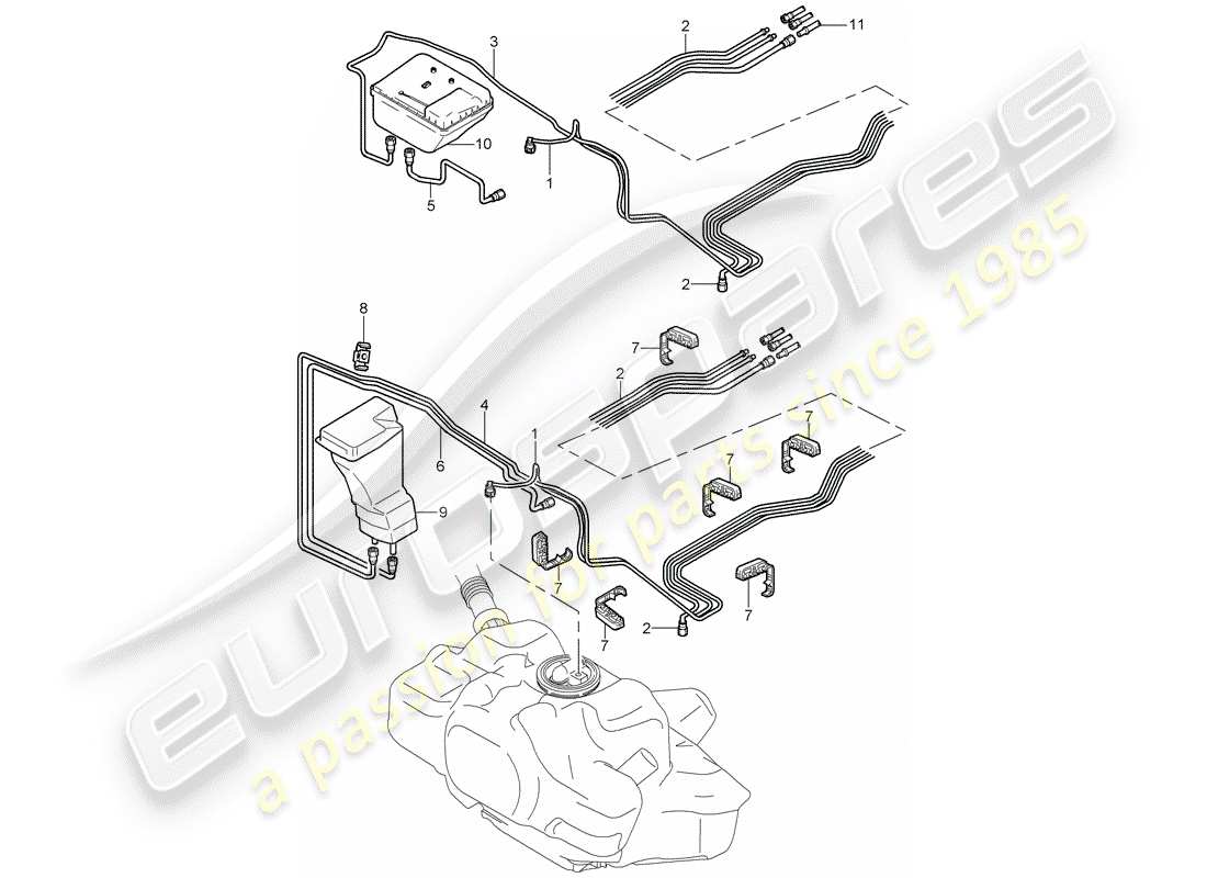 porsche 997 gt3 (2009) fuel system diagrama de piezas