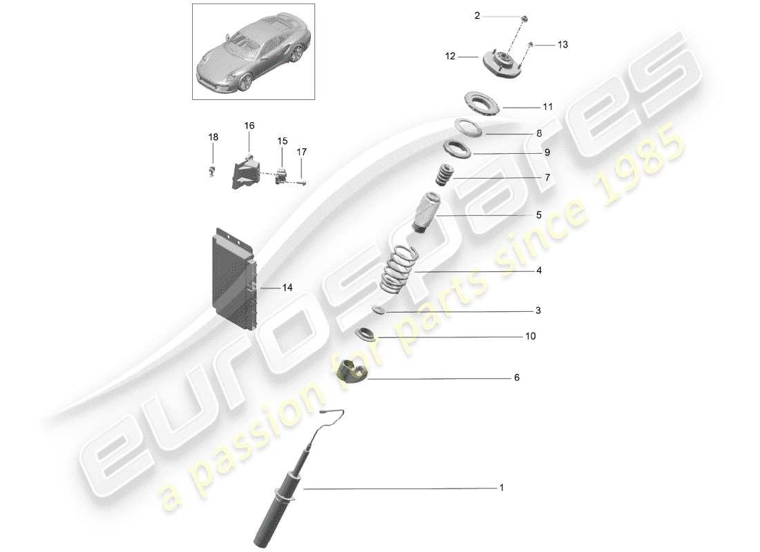 porsche 2015 (991-1 turbo) suspensión diagrama de piezas