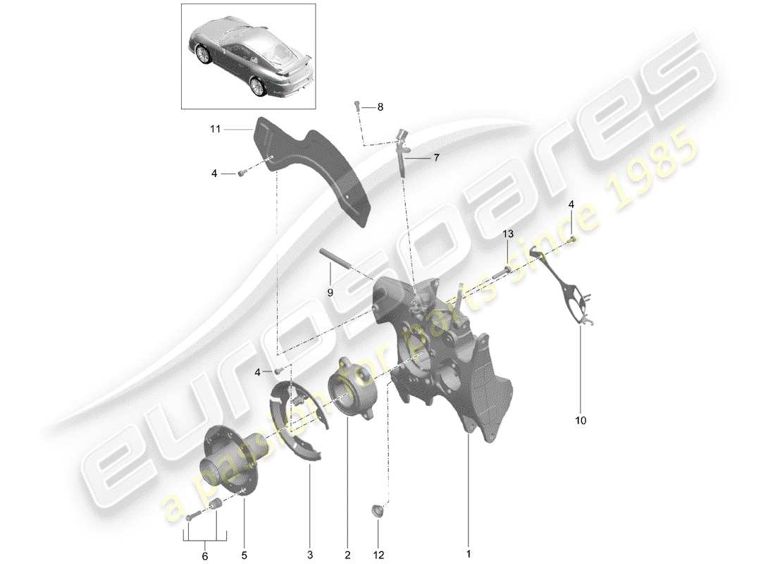 porsche 2017 (991-2 r/gt3/rs) diagrama de piezas del eje trasero