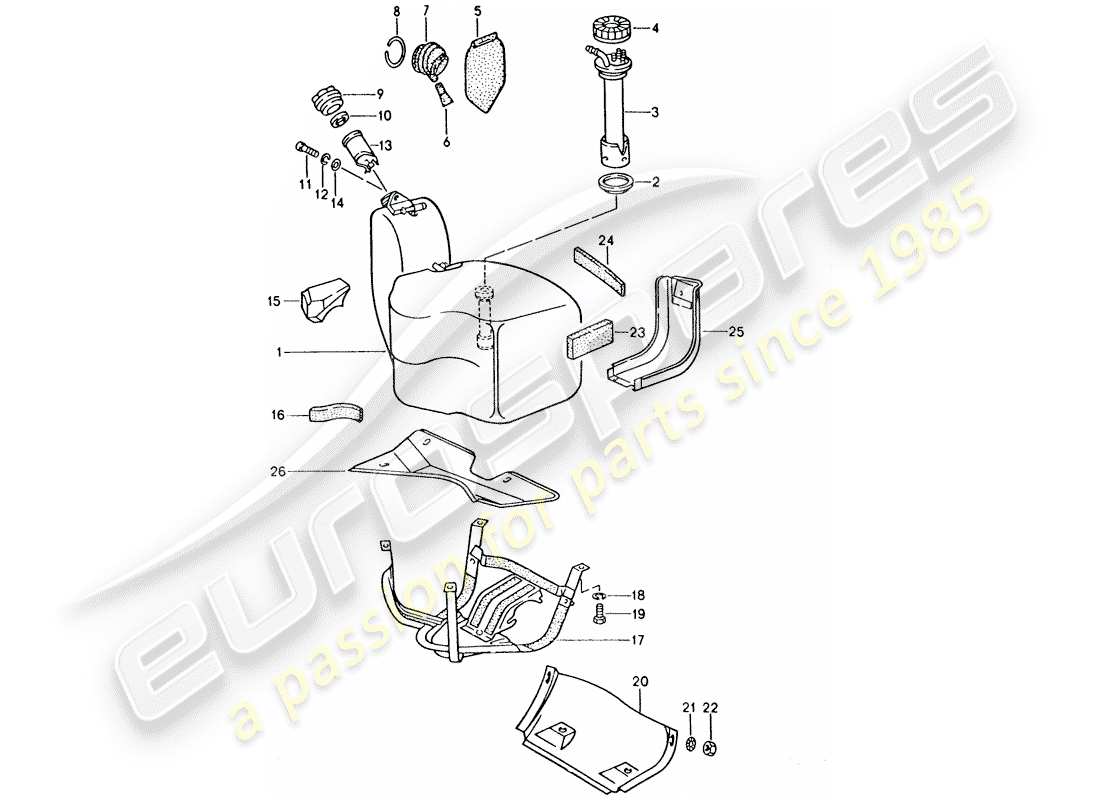 porsche 1994 (928) depósito de combustible diagrama de piezas
