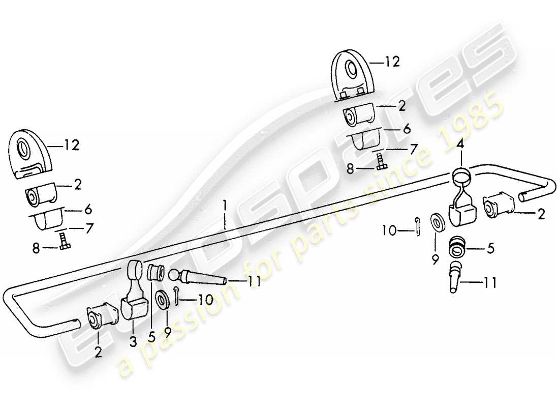 porsche 1966 (911/912) estabilizador - eje trasero diagrama de piezas