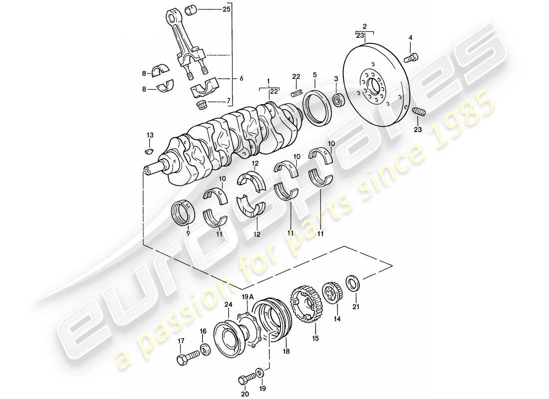 porsche 1989 (944) ciguenal - biela diagrama de piezas