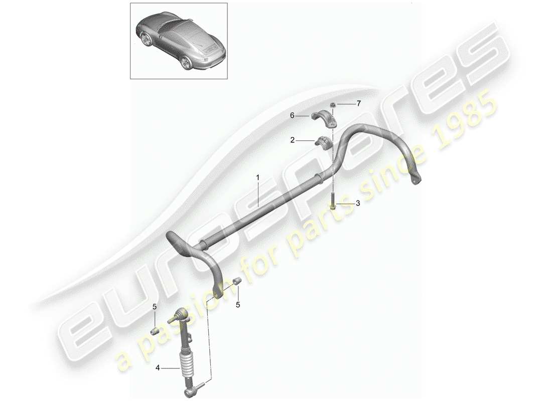 porsche 2012 (991-1) estabilizador diagrama de piezas