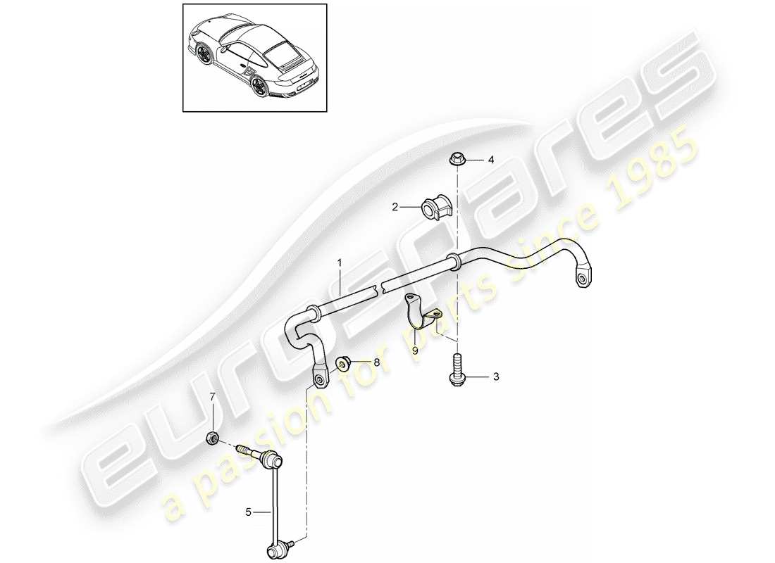 porsche 911 t/gt2rs (2011) diagrama de piezas del estabilizador