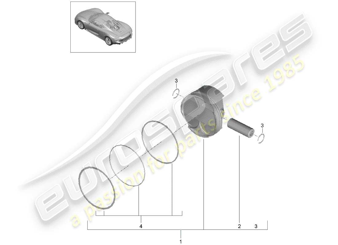 porsche 2015 (918 spyder) diagrama de piezas del pistón